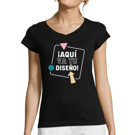 Camiseta mujer personalizada - Cuello pico - BÁSICA