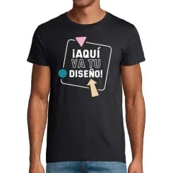 Camiseta negra manga corta hombre personalizada todas las tallas